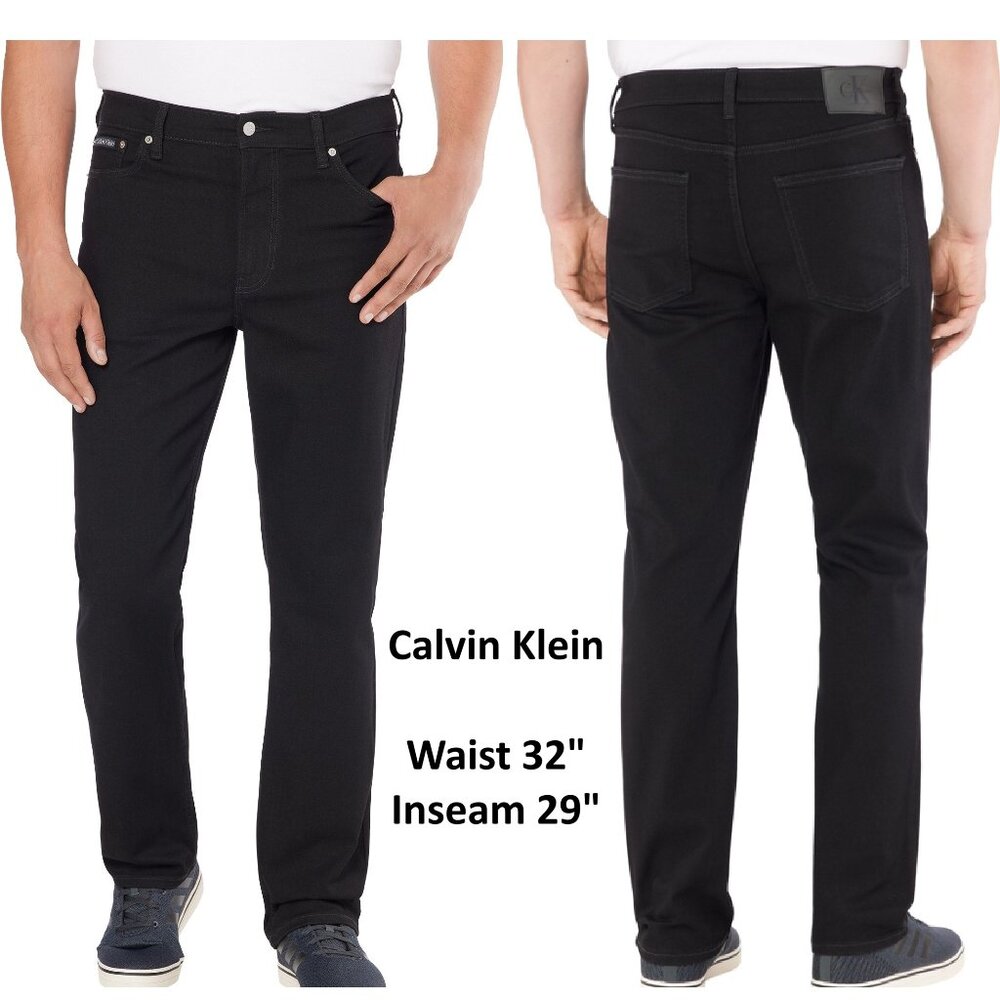 Calvin Klein Jeans Men's 32x32 Slim Straight Black Stretch Denim NWOT